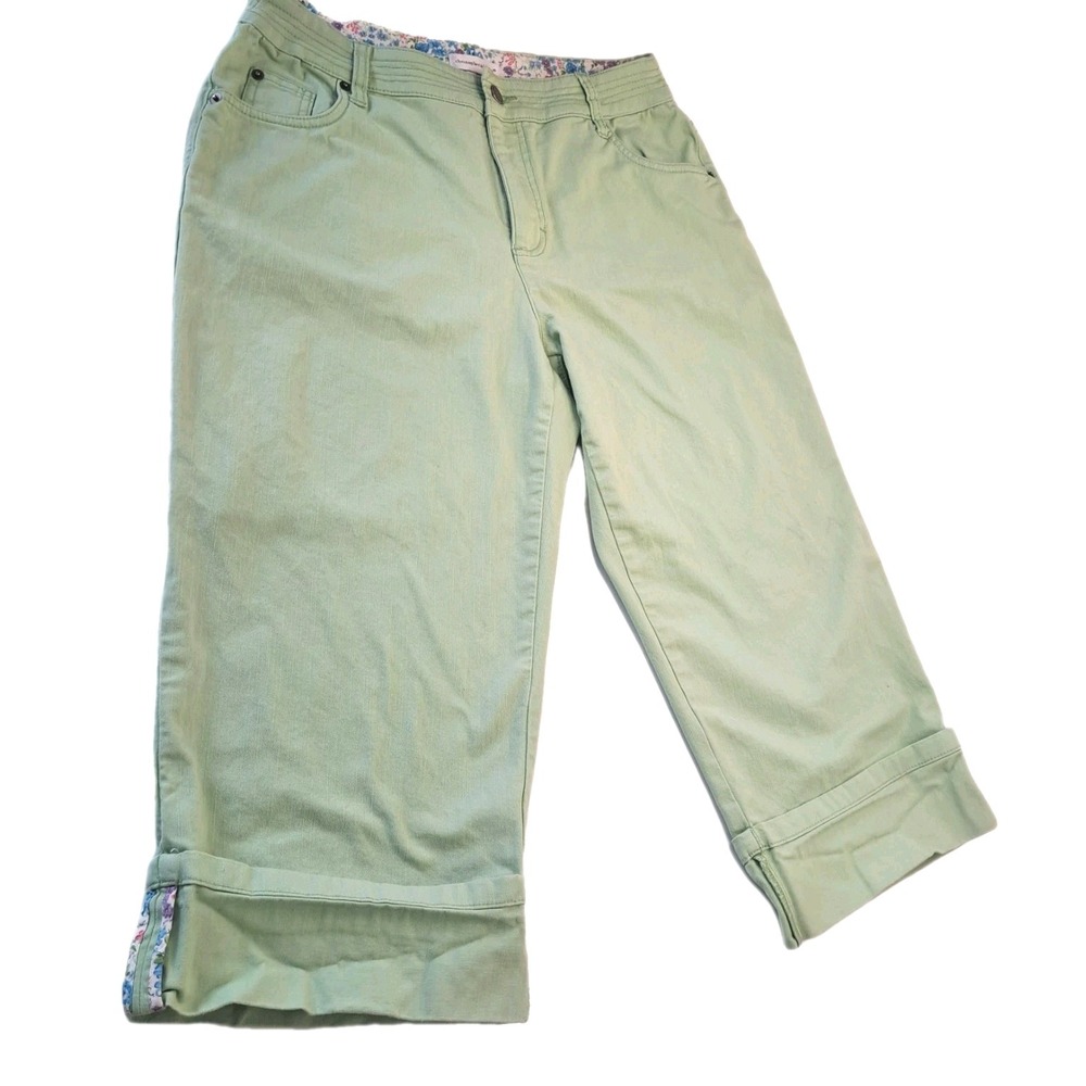 Christopher & Banks Denim Capri Pants Mint Green Cuffed Mid Rise 30x20"‎ Preppy